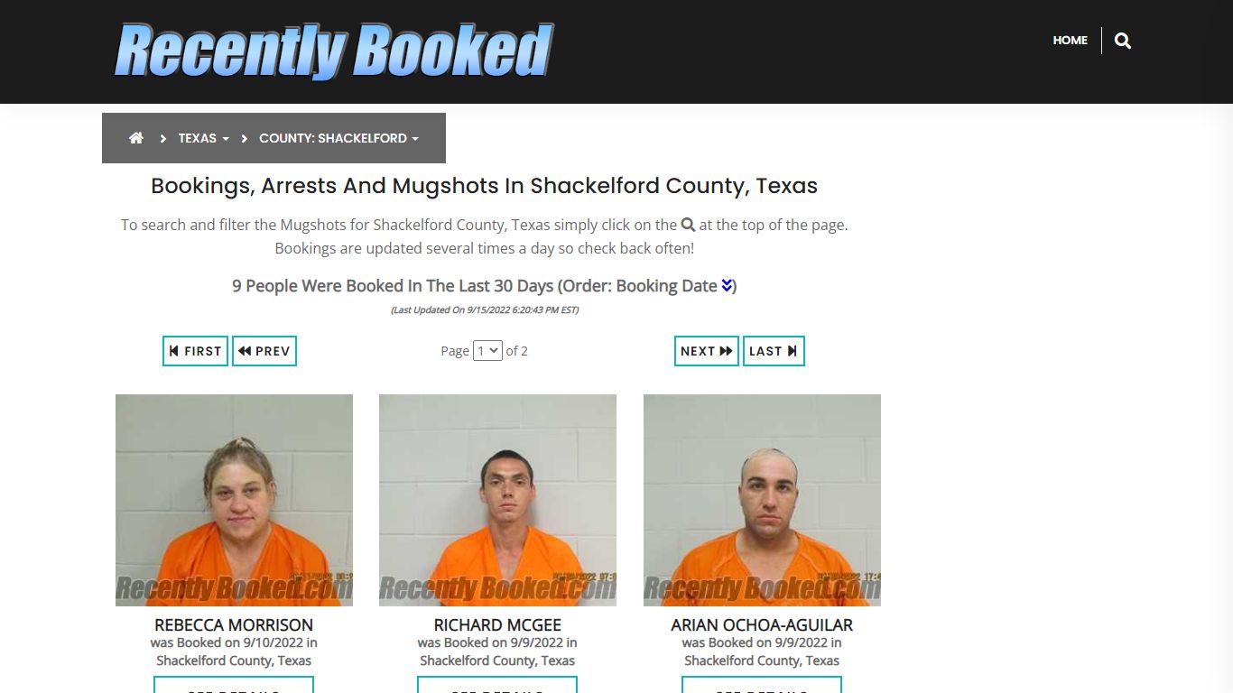 Bookings, Arrests and Mugshots in Shackelford County, Texas